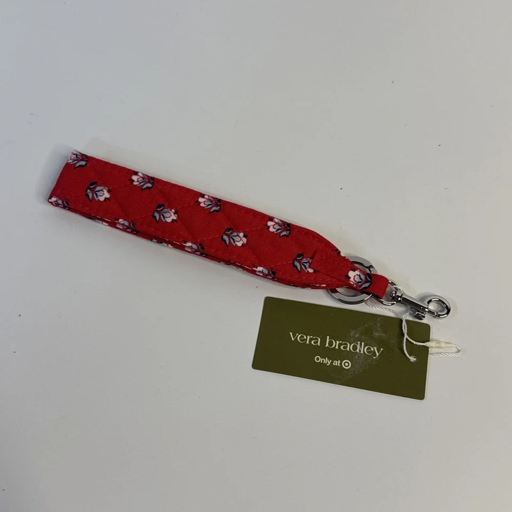 NEW Vera Bradley Bluebell Ditsy Hibiscus Wide Wristlet Strap Key Ring
